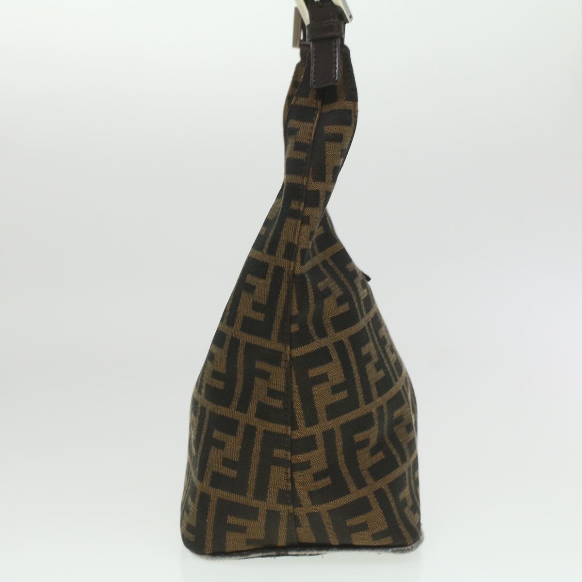FENDI Zucca Canvas Mamma Baguette Shoulder Bag Nylon Brown Black am3962