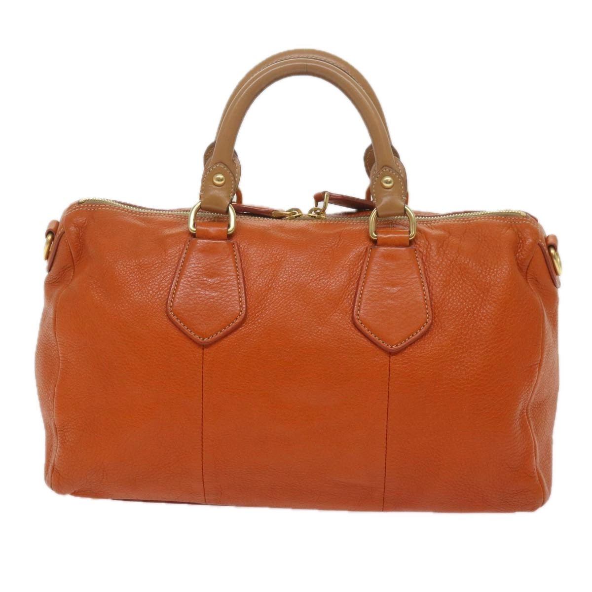 PRADA Hand Bag Leather Orange am5447