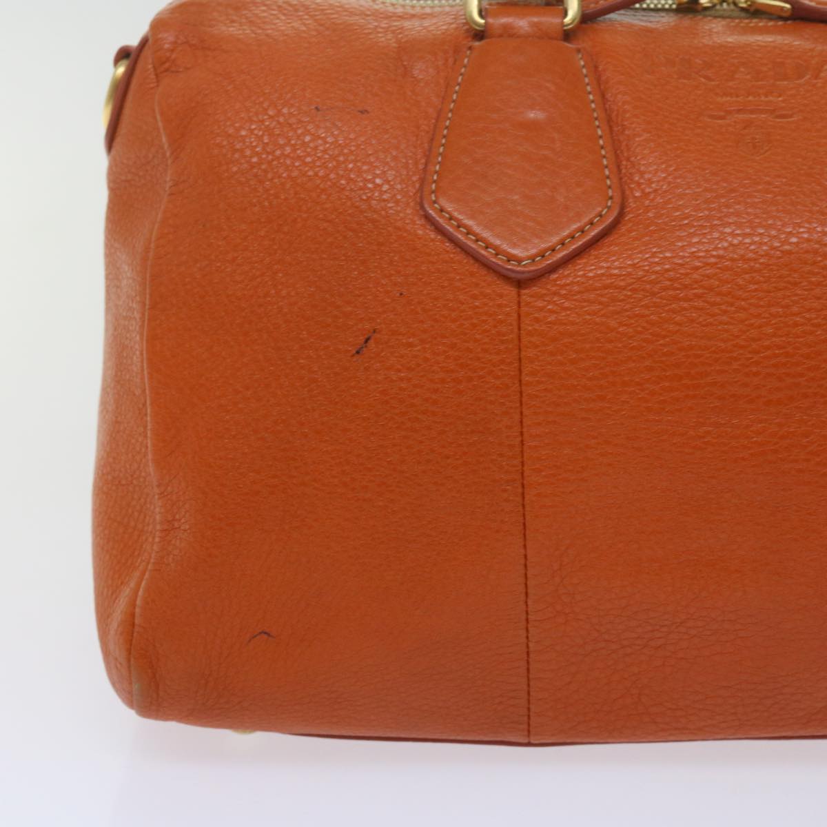 PRADA Hand Bag Leather Orange am5447
