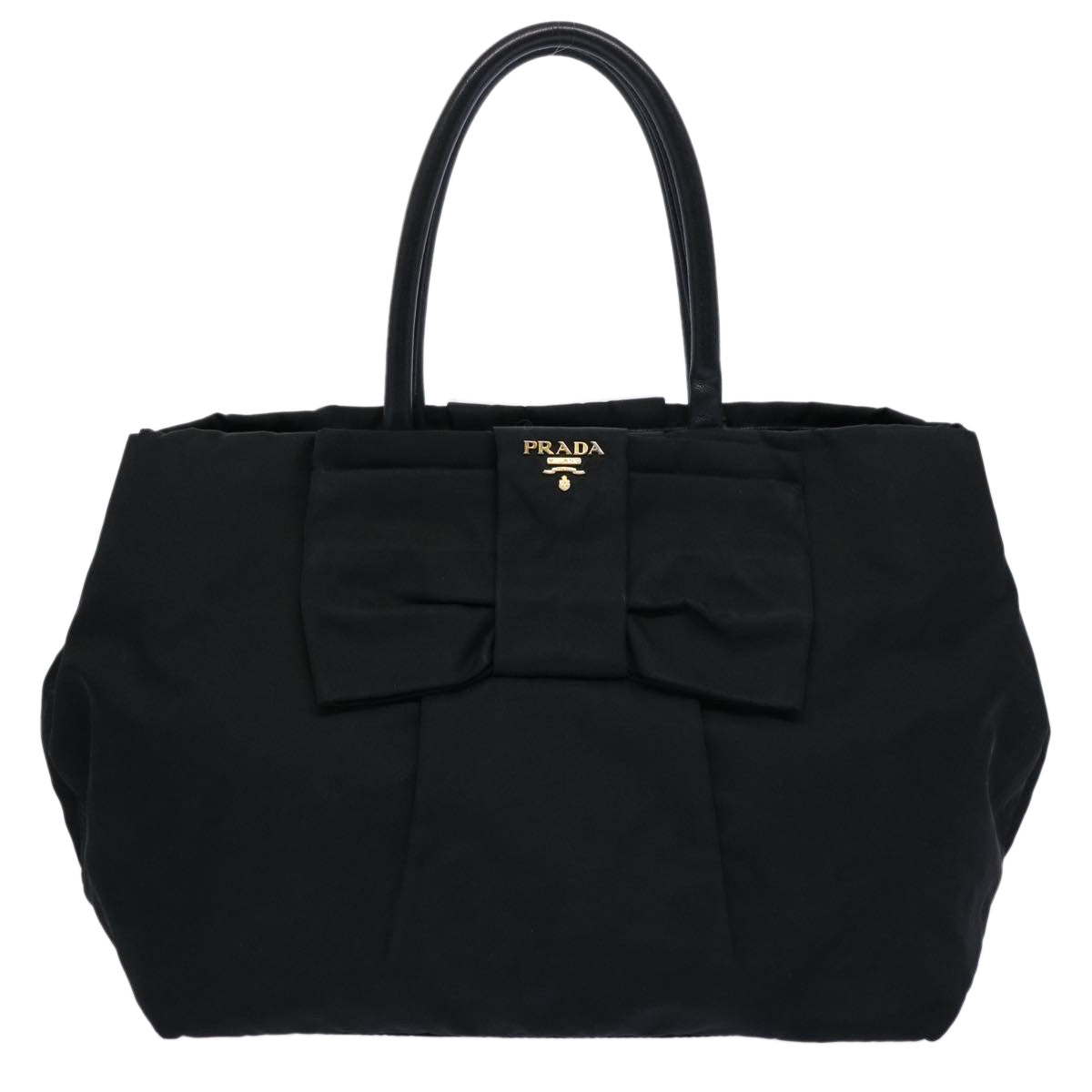 PRADA ribbon Hand Bag Nylon Black am5448