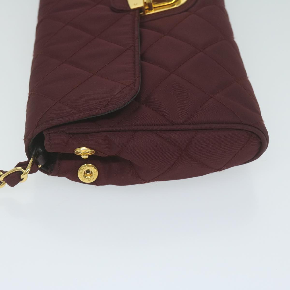 PRADA Quilted Chain Shoulder Bag Nylon Red am5477