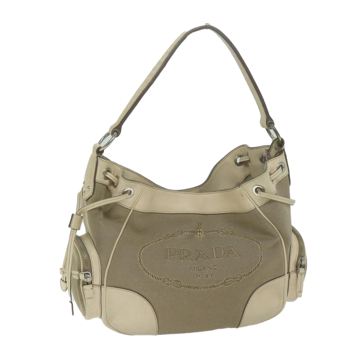 PRADA Shoulder Bag Canvas Beige am5742