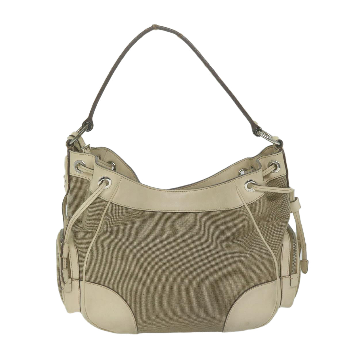 PRADA Shoulder Bag Canvas Beige am5742
