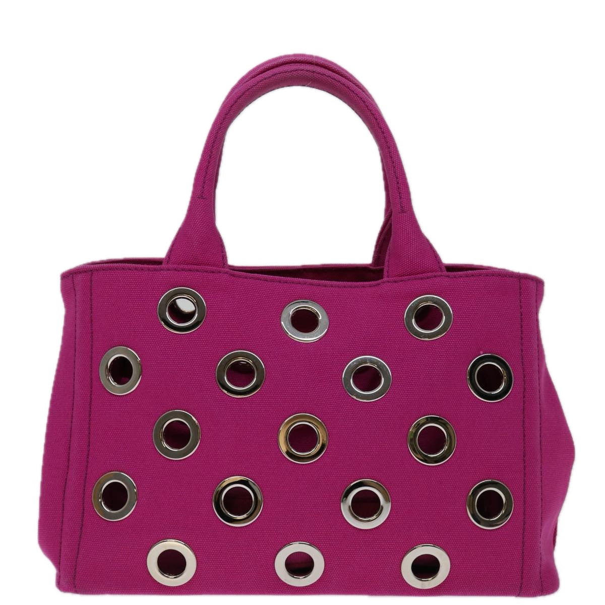 PRADA Canapa Grommet Hand Bag Canvas 2way Pink 1BG439  am6007