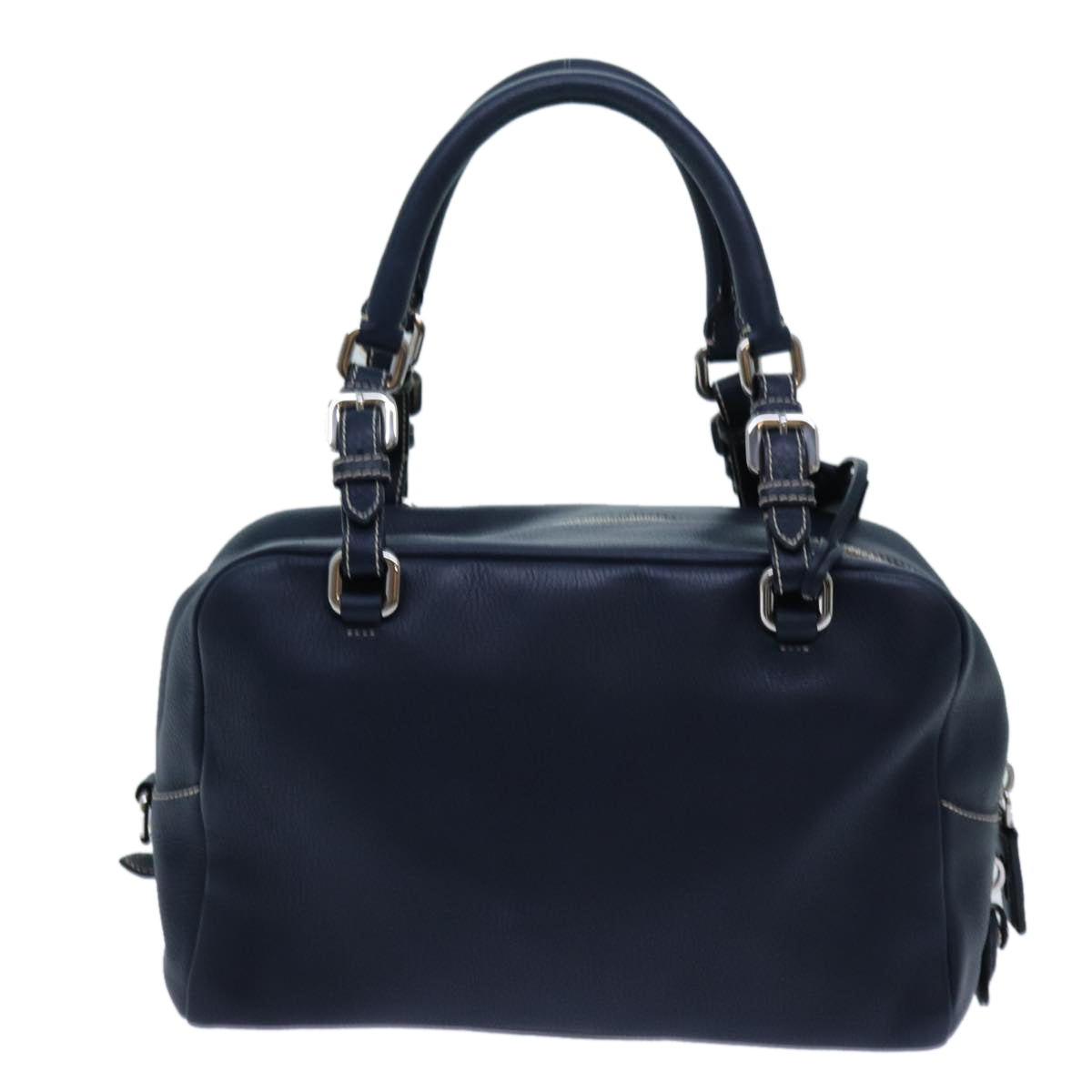 PRADA Hand Bag Leather Navy am6063