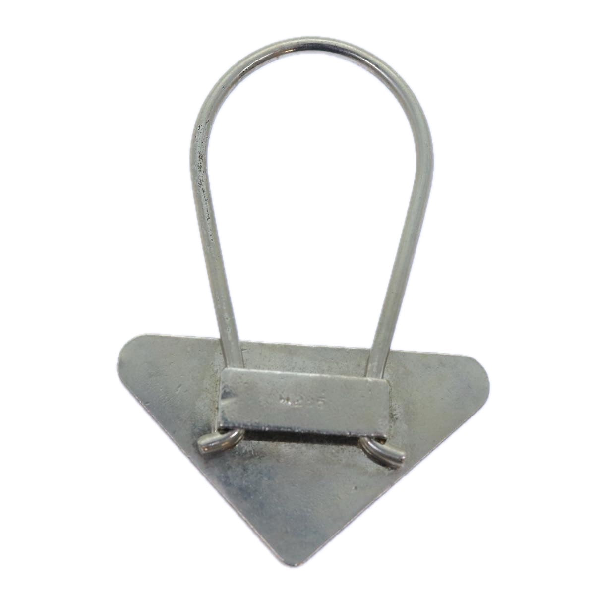 PRADA Triangle Plate Key Ring metal Black am6073