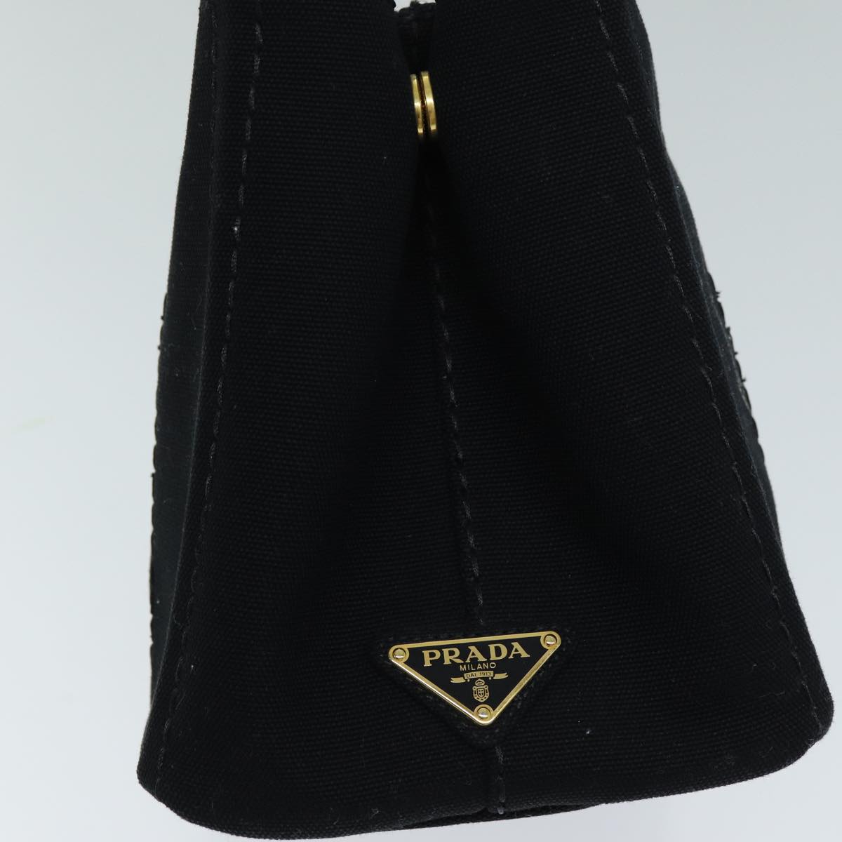 PRADA Canapa PM Hand Bag Canvas 2way Black am6096A