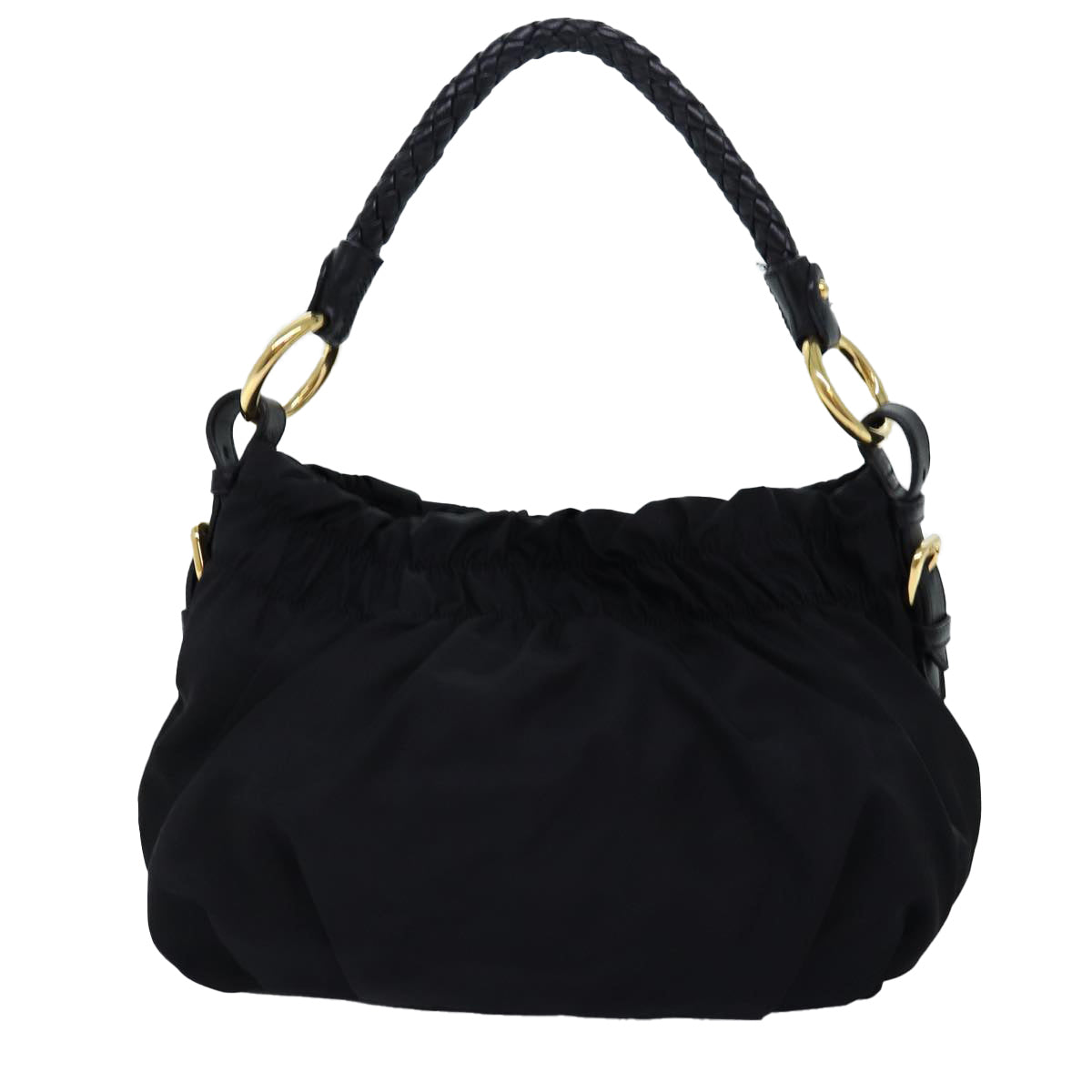 PRADA Ribbon Hand Bag Nylon Black am6168
