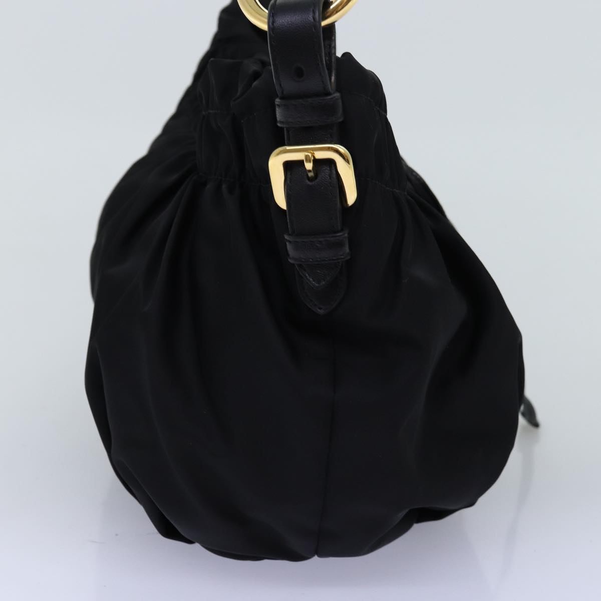 PRADA Ribbon Hand Bag Nylon Black am6168
