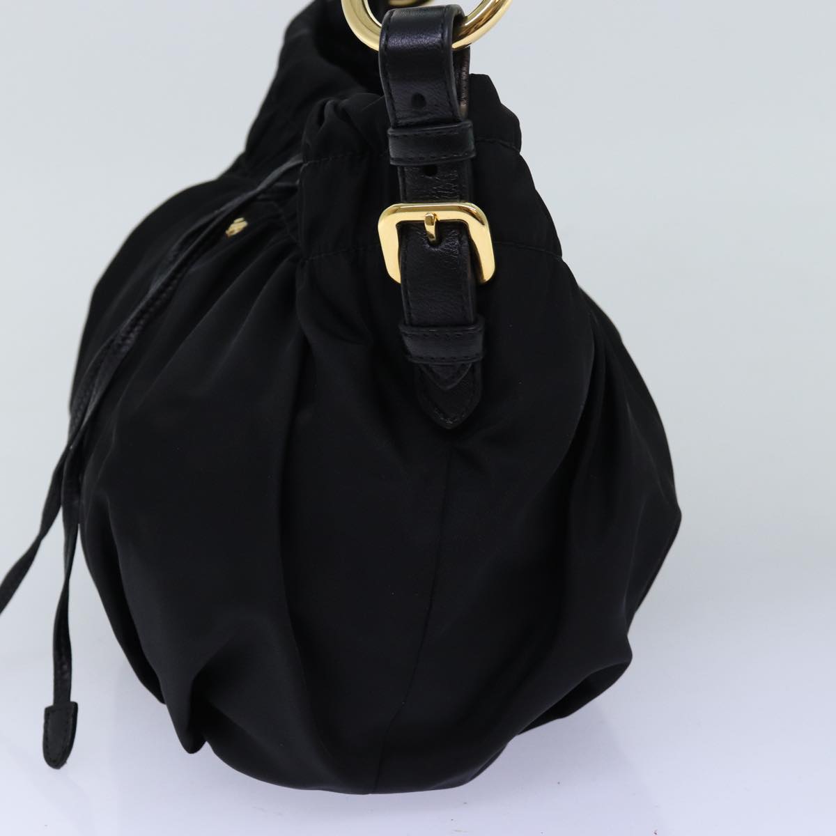 PRADA Ribbon Hand Bag Nylon Black am6168