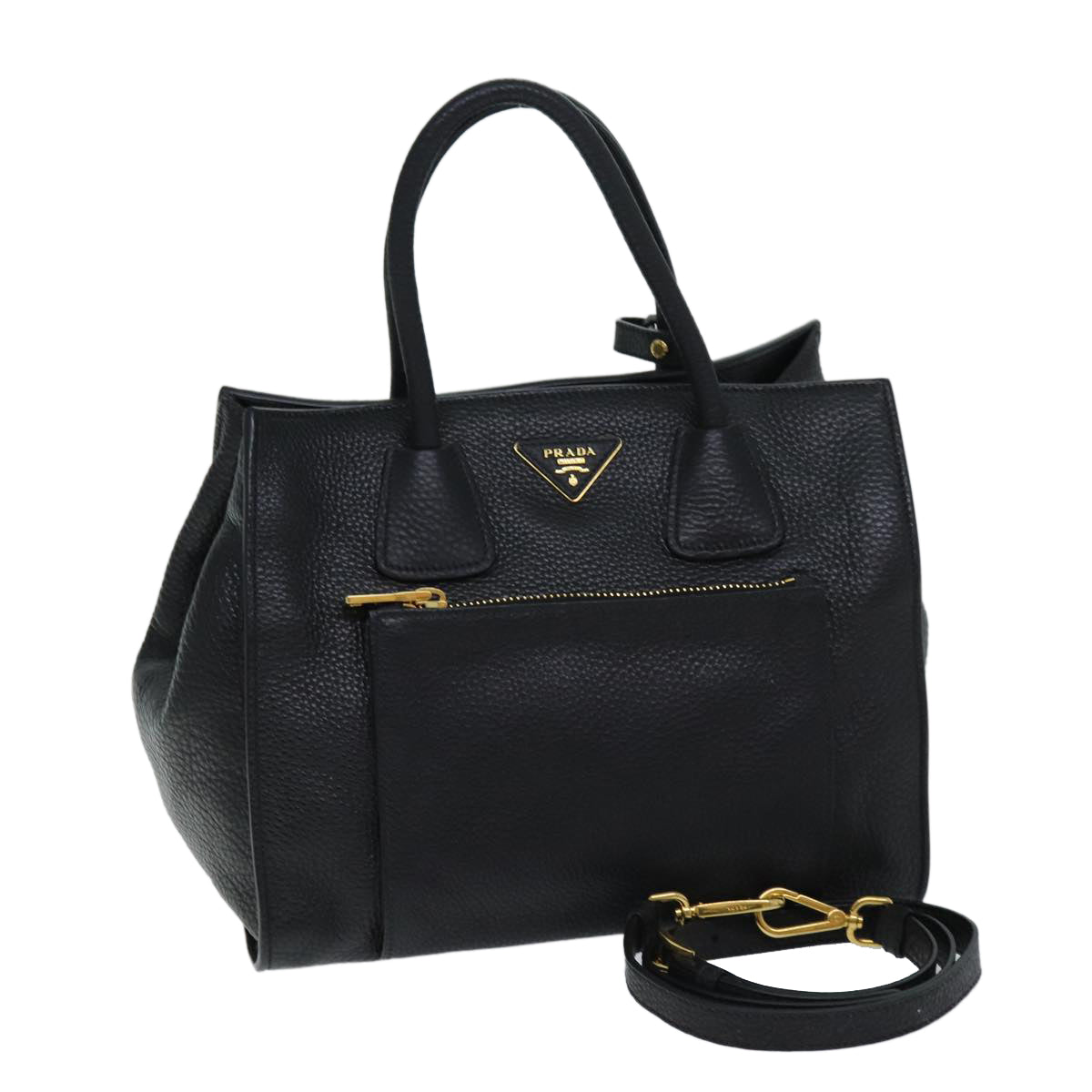 PRADA Hand Bag Leather 2way Black BN2626 am6177A