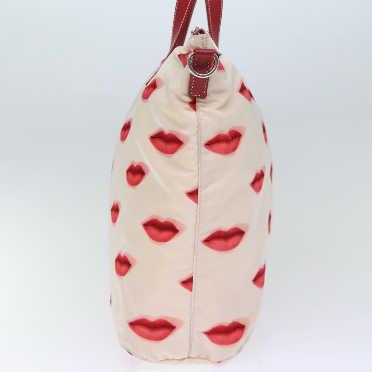 PRADA Hand Bag Nylon 2way White Red am6180