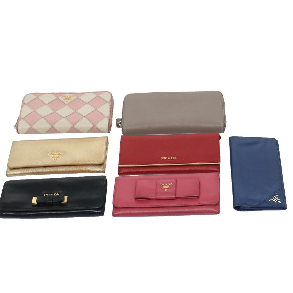 PRADA Wallet Leather 7Set Pink Gray Gold blue ar10914