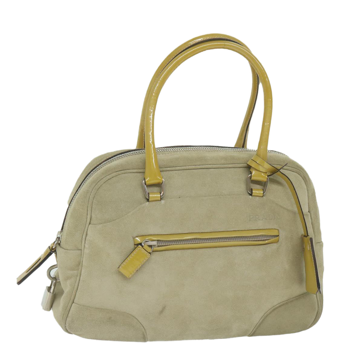 PRADA Hand Bag Suede Beige ar11148B