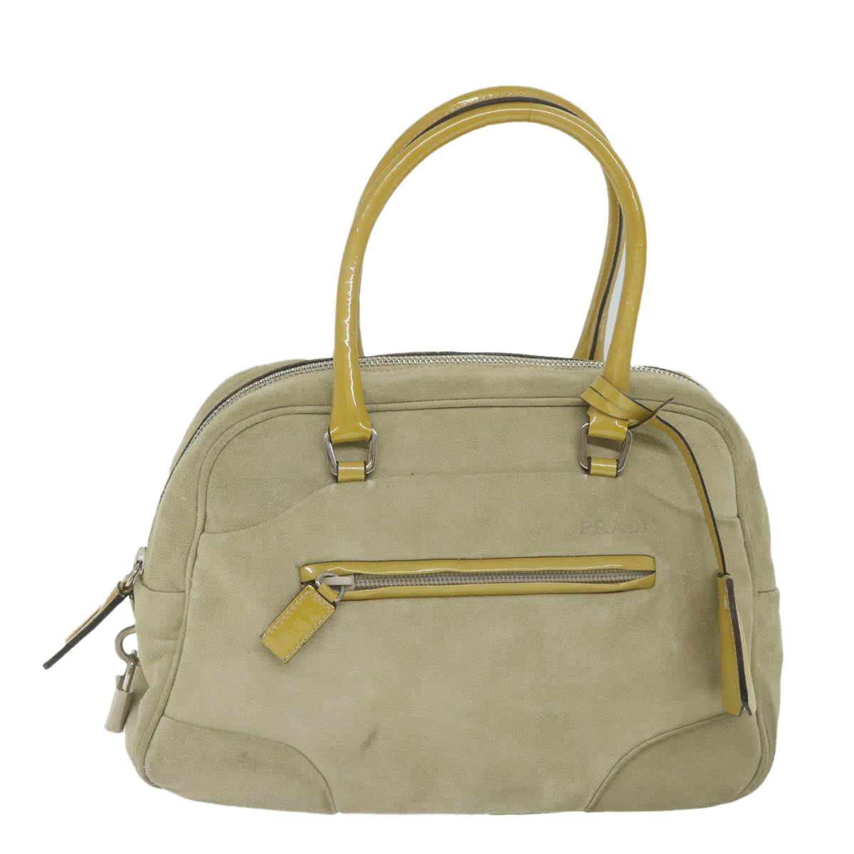 PRADA Hand Bag Suede Beige ar11148B