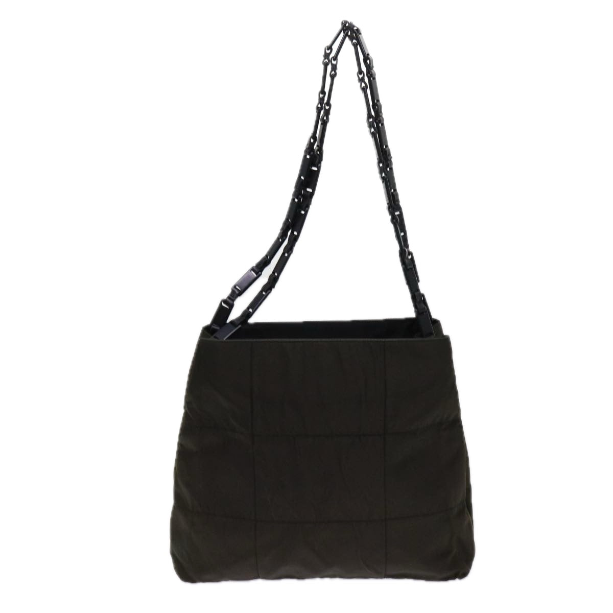PRADA Quilted Chain Shoulder Bag Nylon Khaki ar11172B