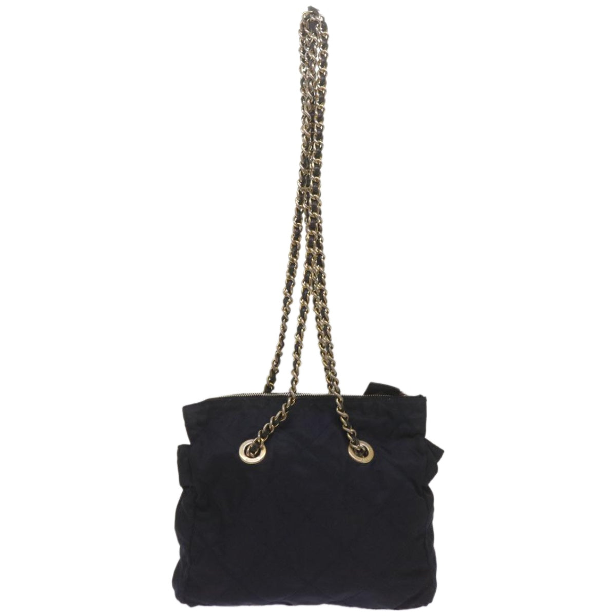 PRADA Quilted Chain Shoulder Bag Nylon Navy  ar11409