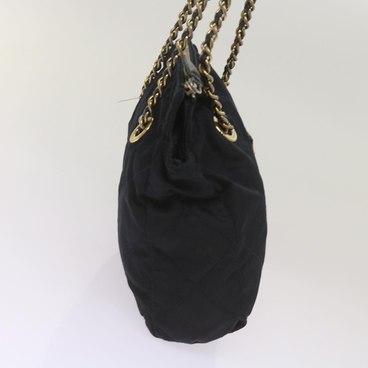 PRADA Quilted Chain Shoulder Bag Nylon Navy  ar11409