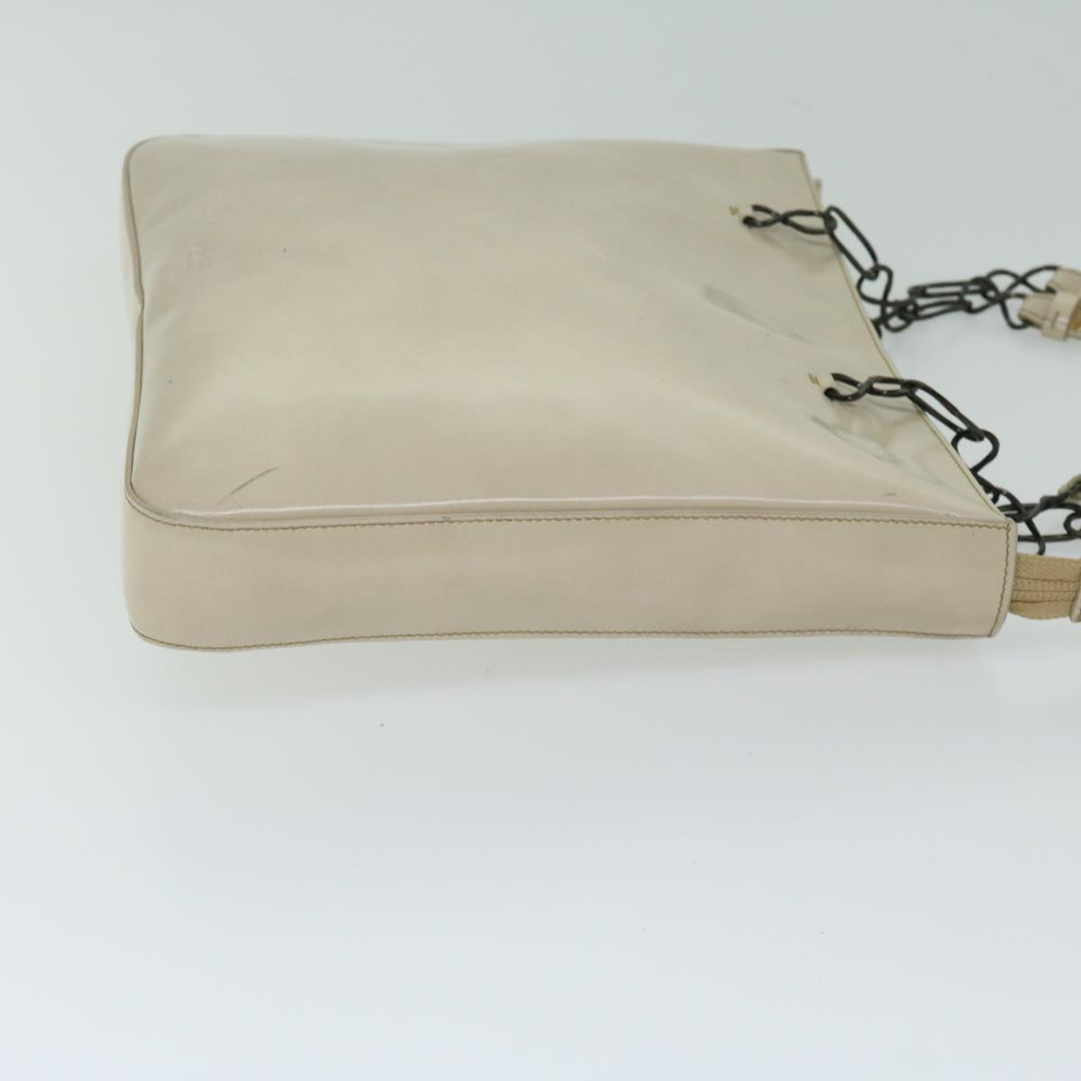 PRADA Chain Tote Bag Patent leather Beige  ar11492