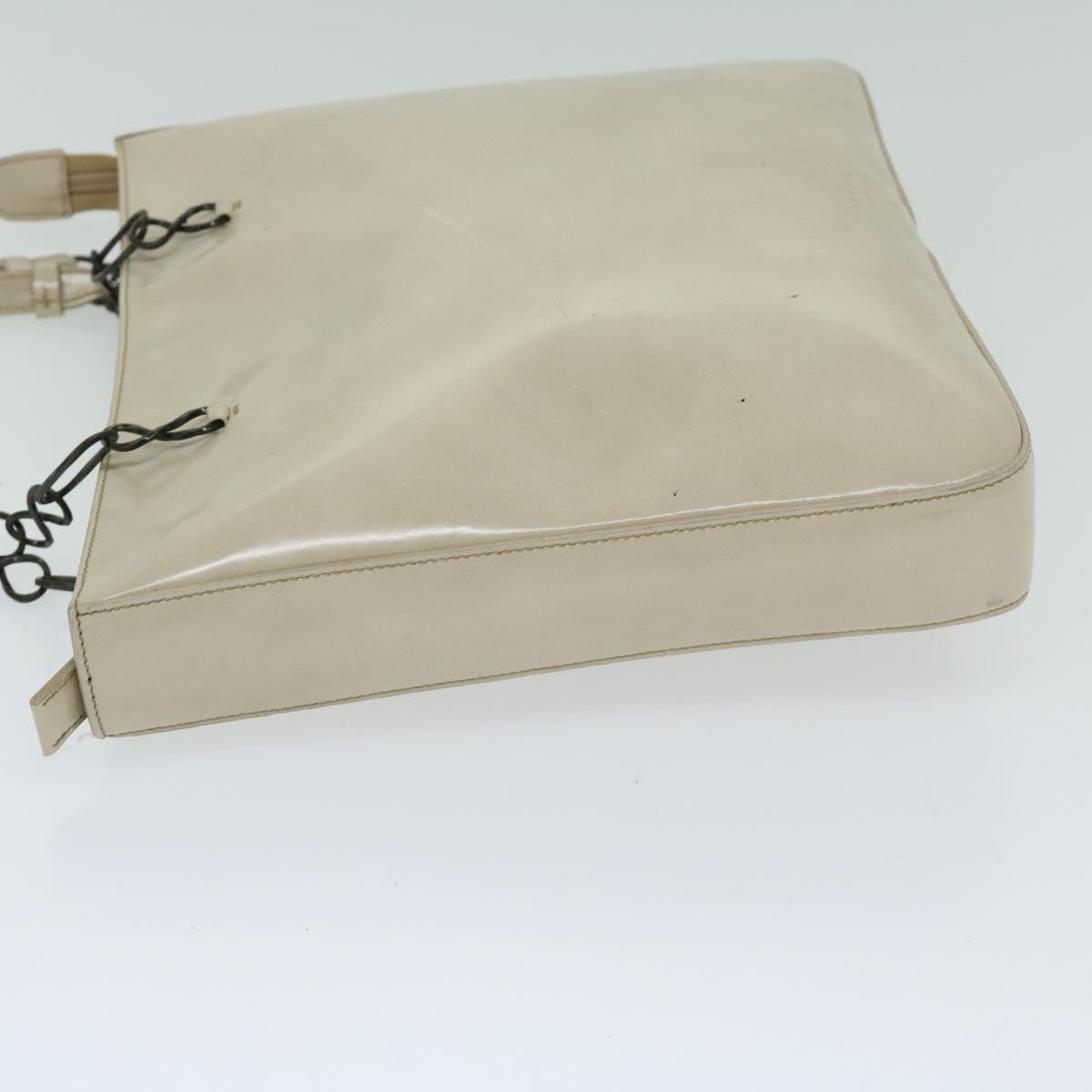 PRADA Chain Tote Bag Patent leather Beige  ar11492