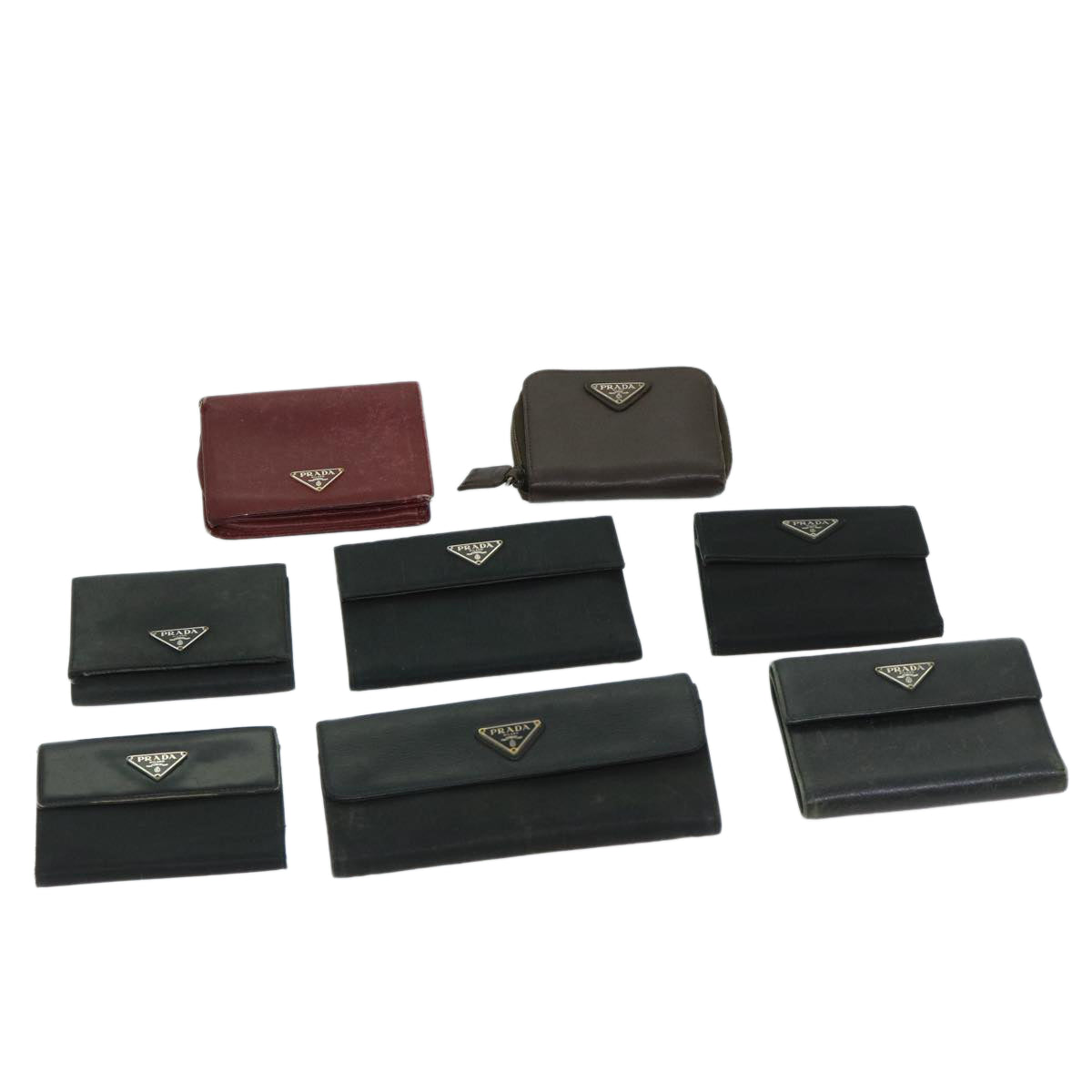PRADA Wallet Leather nylon 8Set Black Red Brown  ar11556