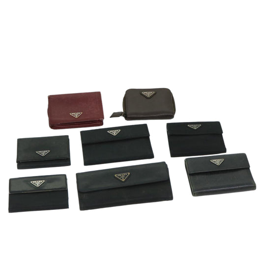 PRADA Wallet Leather nylon 8Set Black Red Brown  ar11556