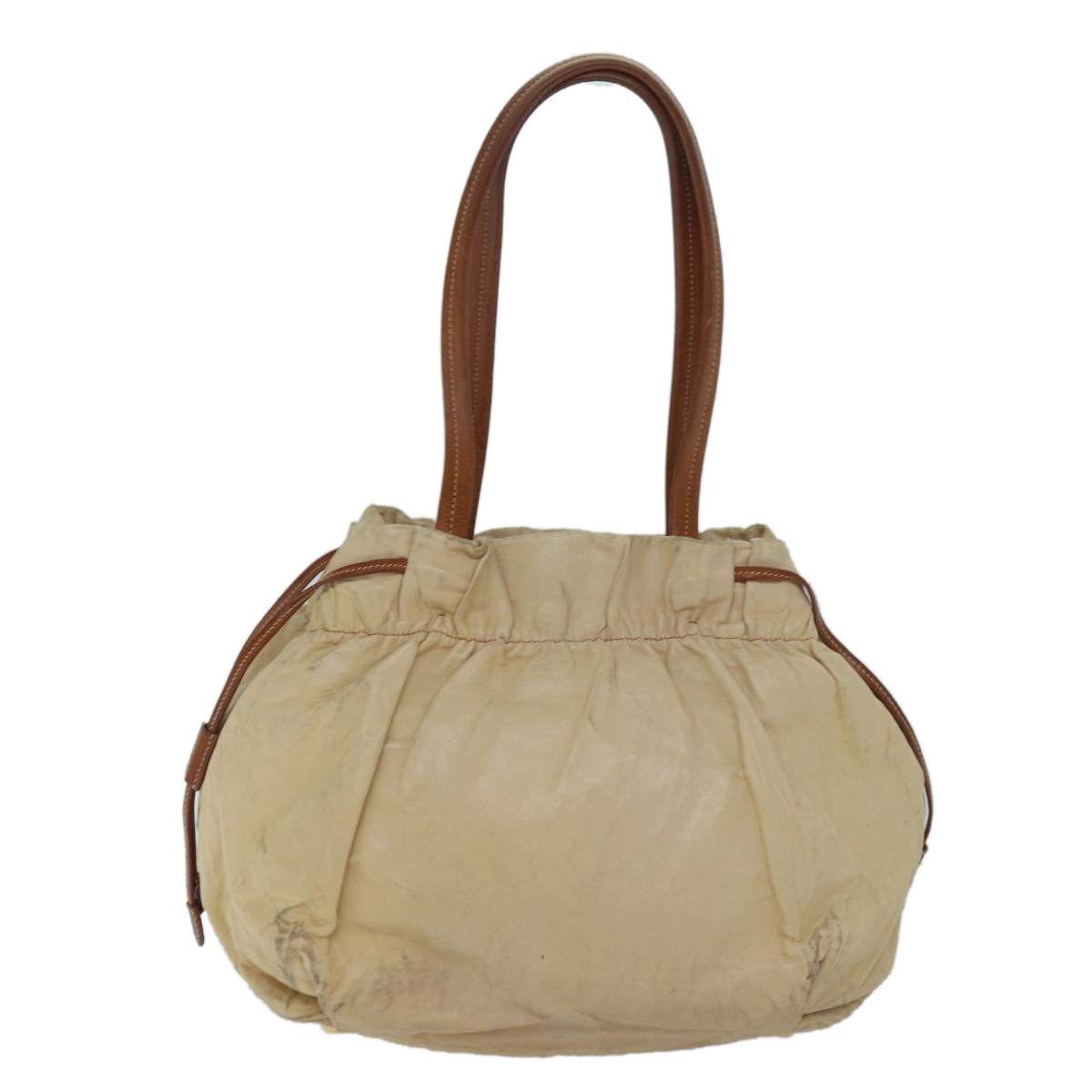 PRADA Shoulder Bag Leather Beige ar11638B