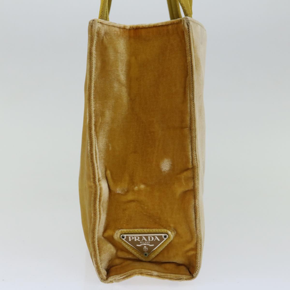PRADA Hand Bag Velor Yellow ar11643B