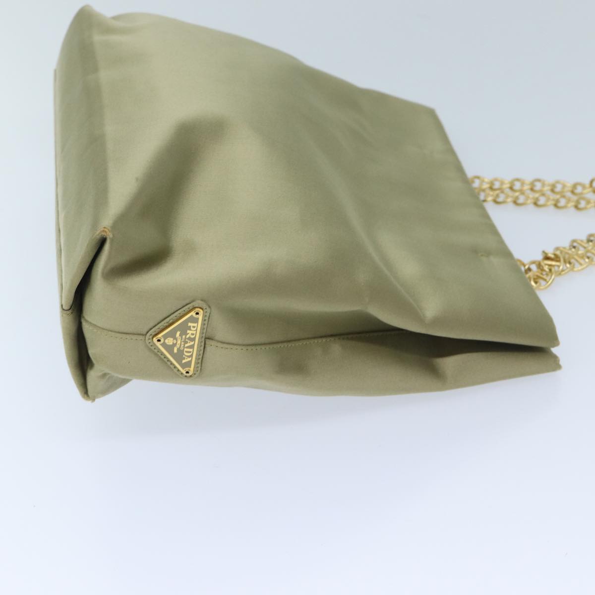 PRADA Chain Hand Bag Satin Beige ar11648B