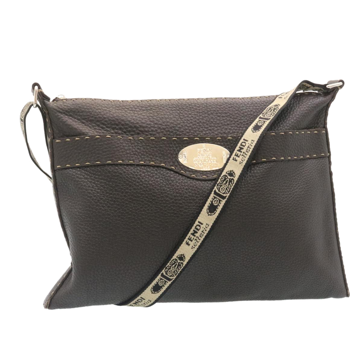 FENDI Shoulder Bag Leather Brown ar6319
