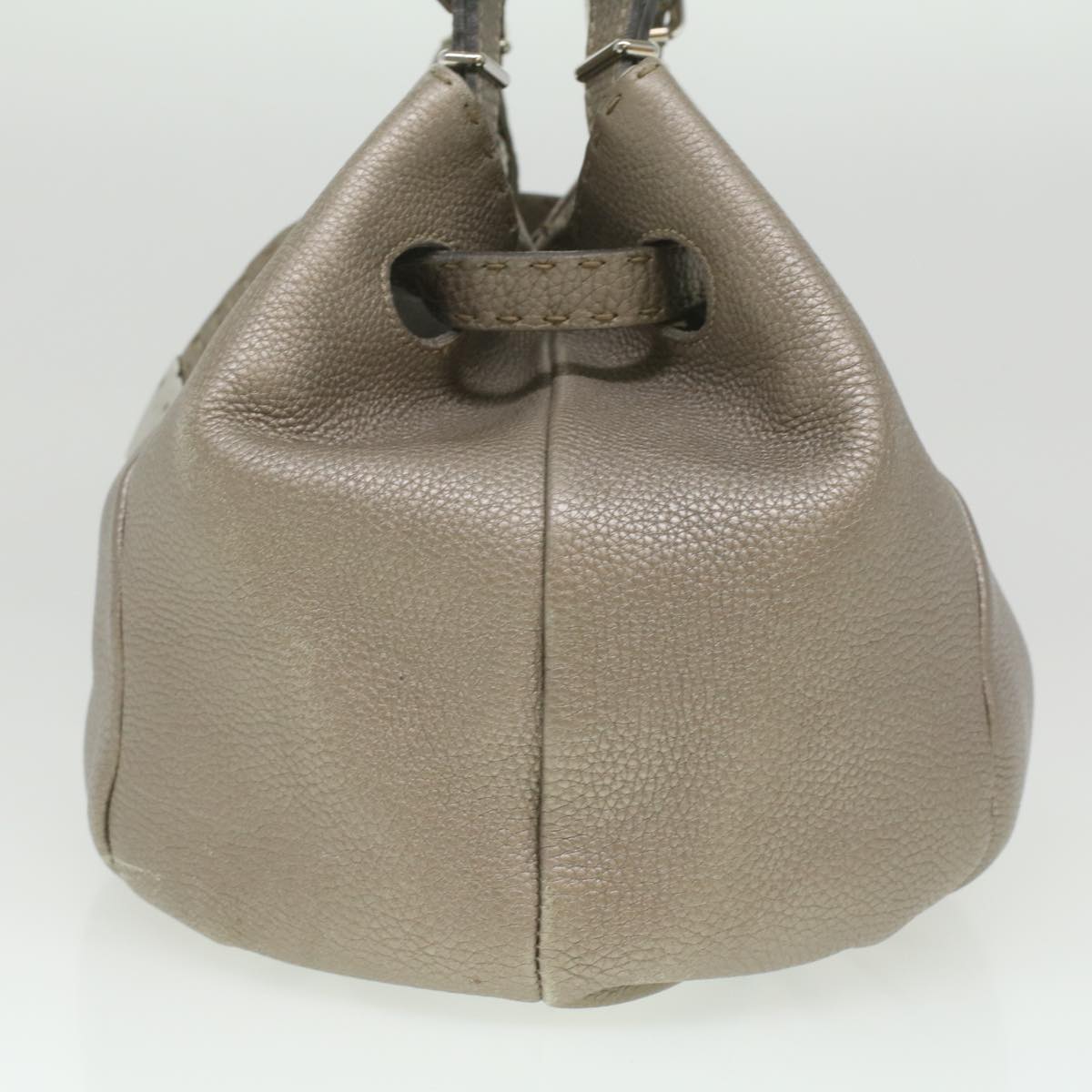 FENDI Celeria Tote Bag Leather Silver ar8876