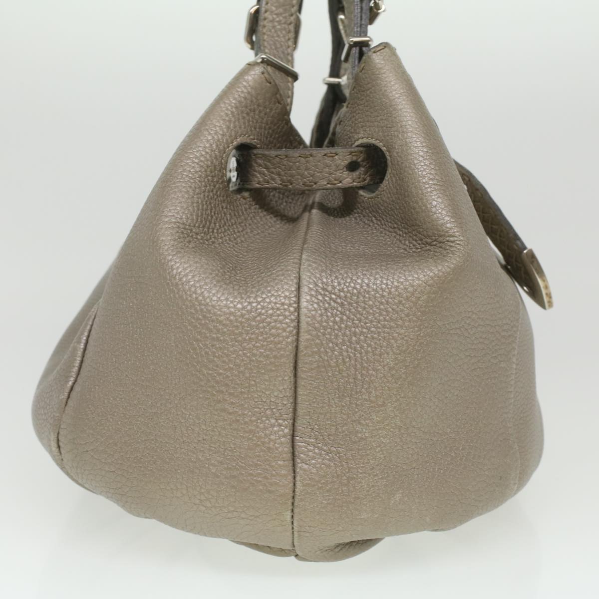 FENDI Celeria Tote Bag Leather Silver ar8876