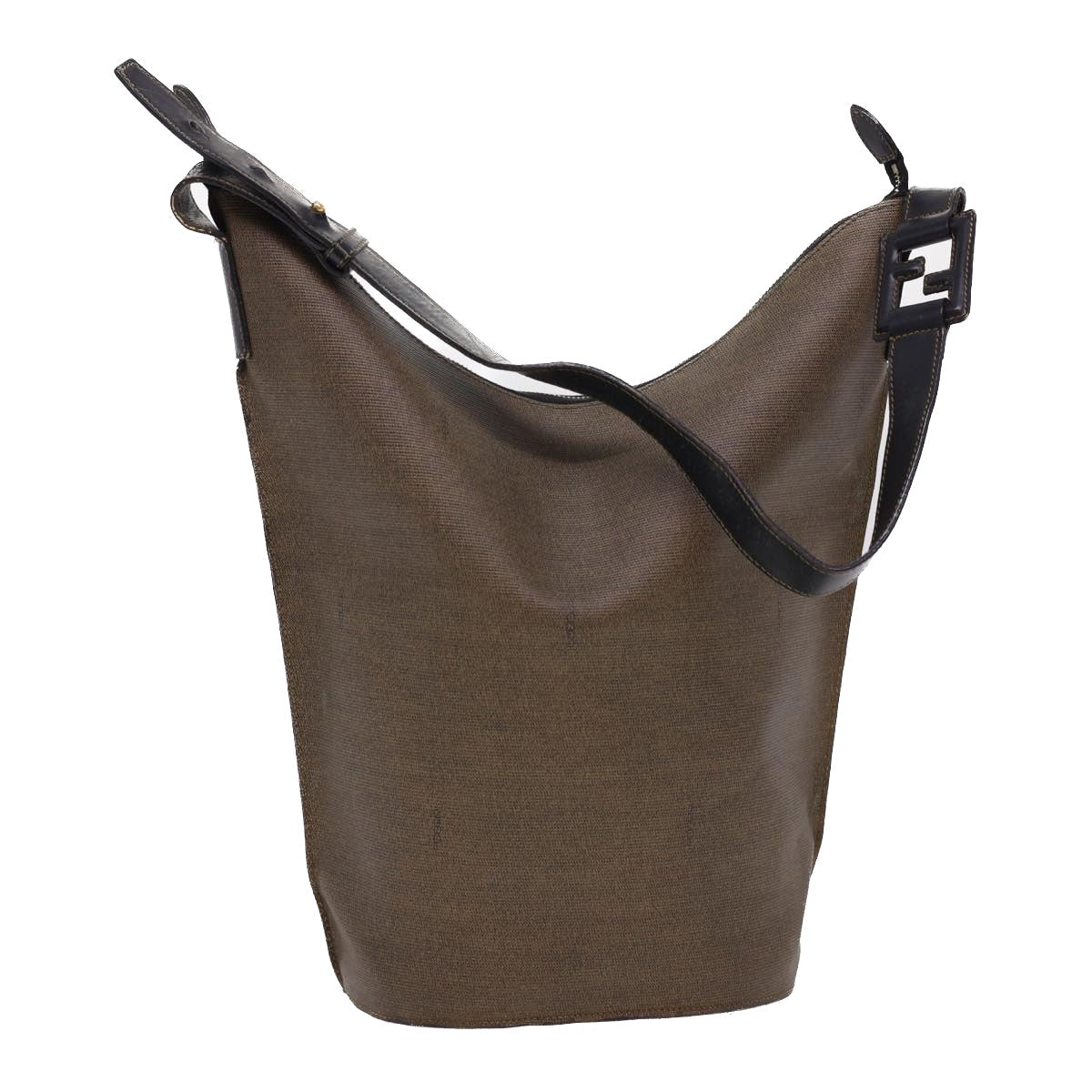 FENDI Shoulder Bag PVC Leather Dark Brown ar9213