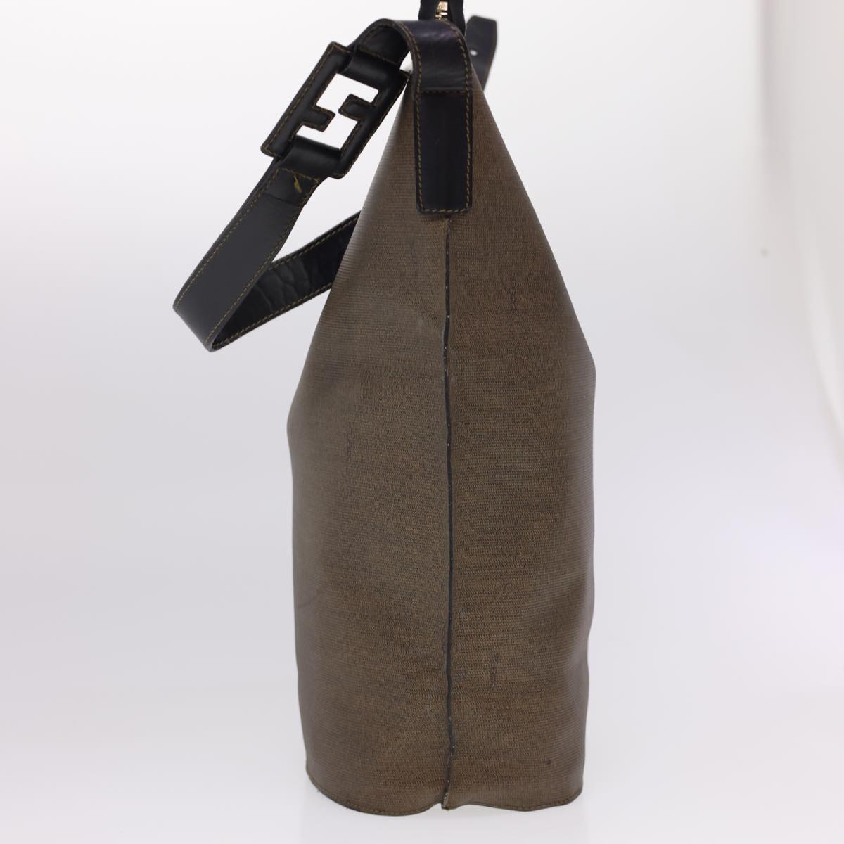 FENDI Shoulder Bag PVC Leather Dark Brown ar9213