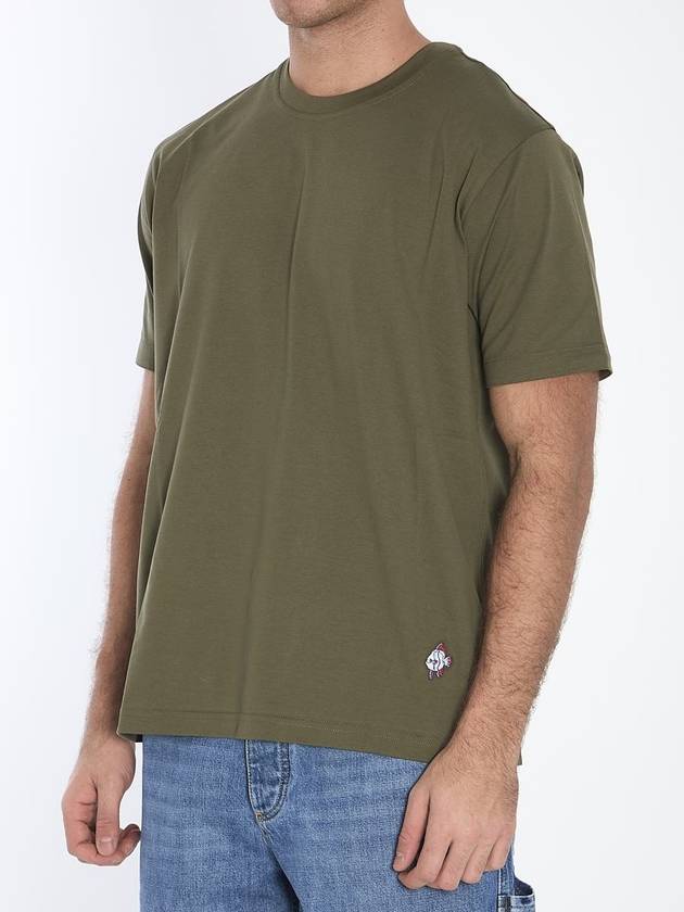 Bottega Veneta Embroidered Logo Short Sleeve T-Shirt Khaki