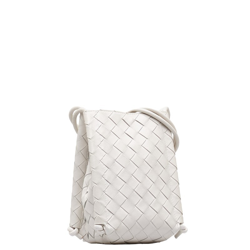 Bottega Veneta INTRACT Mini The Knot Shoulder Bag 639293 White Leather