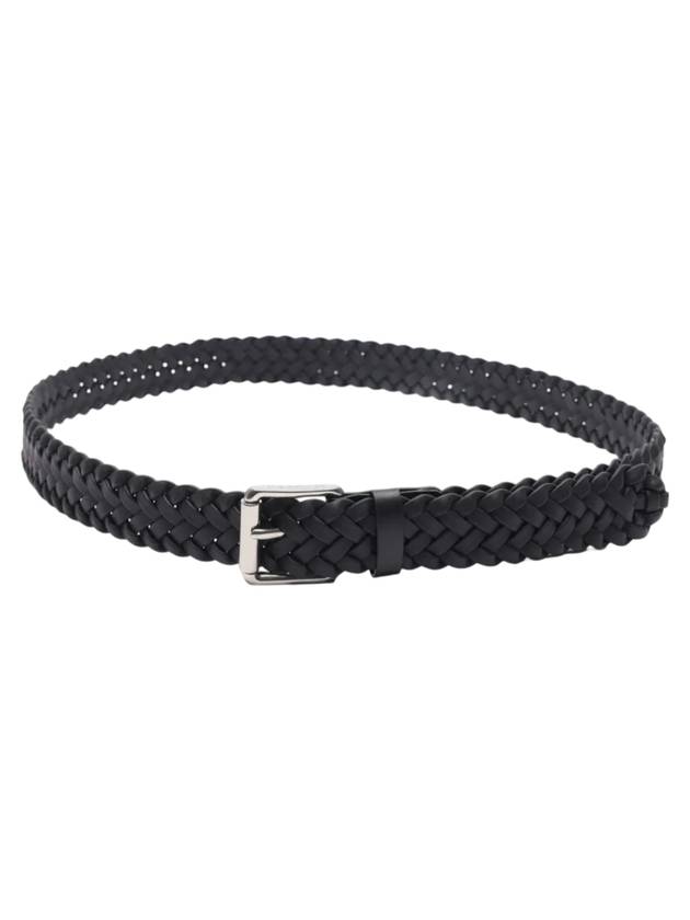 Bottega Veneta ntreciato Leather Belt Black