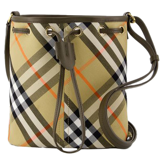Mini Drawstring Purse - Burberry - Cotton - Beige