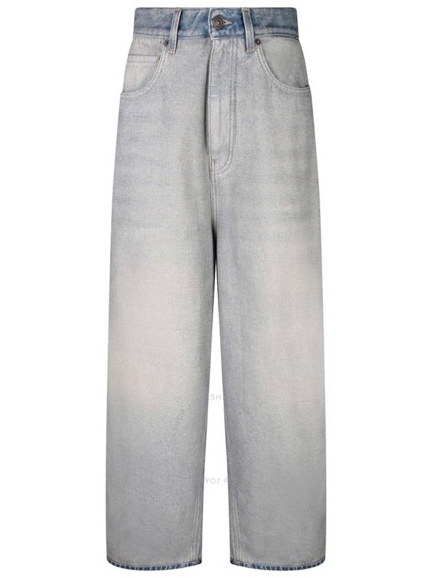 Balenciaga Logo Patch Faded Tapered Baggy Jeans Blue