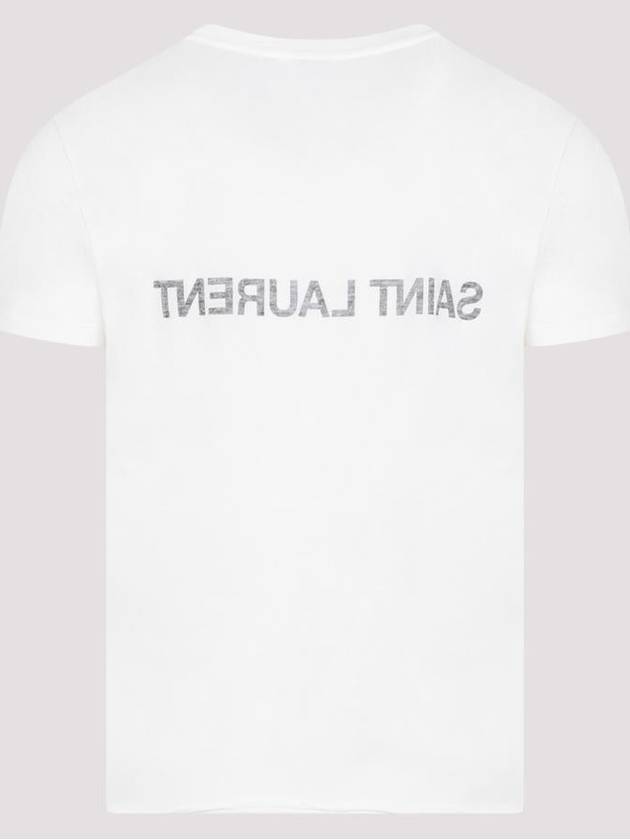 Saint Laurent Reverse Logo Print Cotton Short Sleeve T-Shirt White