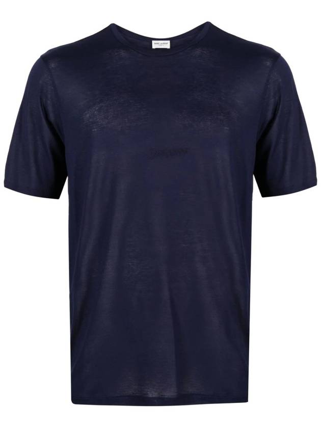 Saint Laurent Basic Short Sleeve T-Shirt Blue