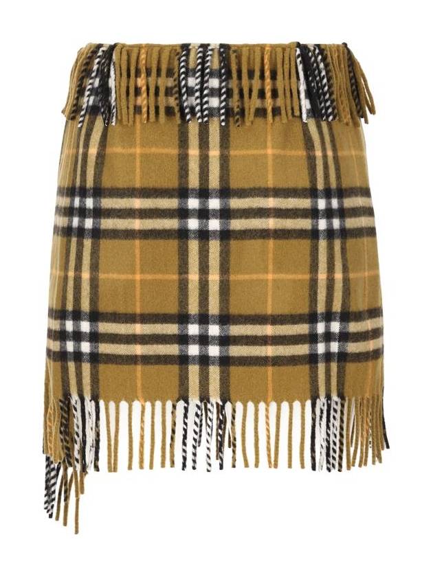Burberry Check Wool Cashmere A-Line Skirt Oxide