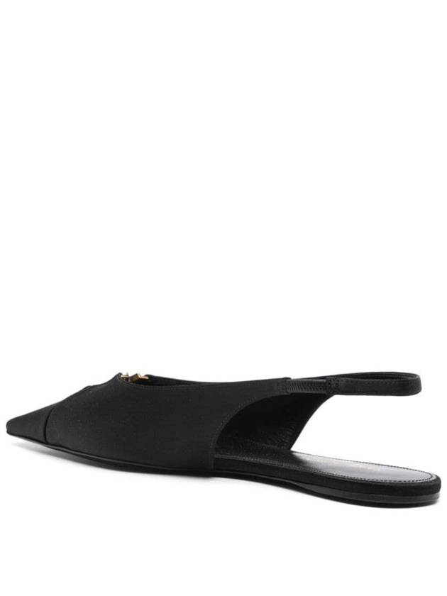 Saint Laurent Babylon Satin Slingback Flat Black