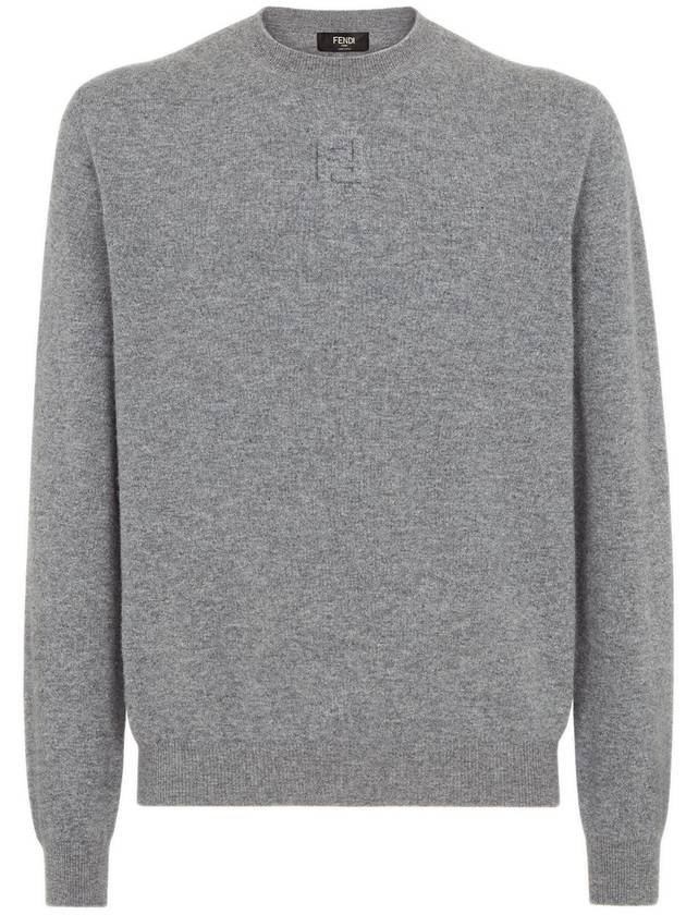 Fendi Crew Neck Wool Sweatshirt Grey