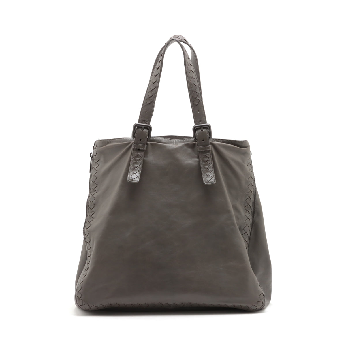 Bottega Veneta Intrecciato Leather Tote Bag Gr ay