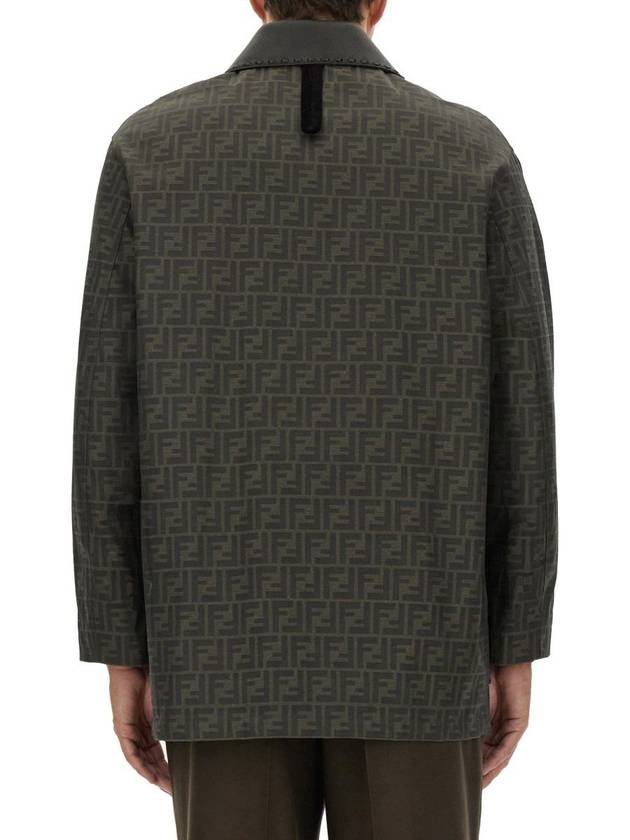Fendi Waxed FF Jacquard Blouson Jacket Brown