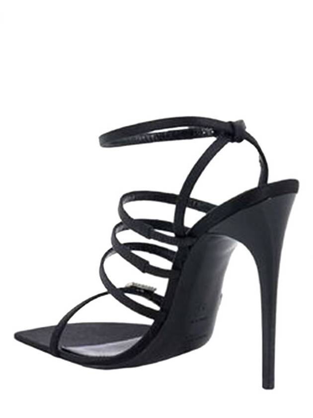Saint Laurent Jerry Logo Satin Sandals Heel Black