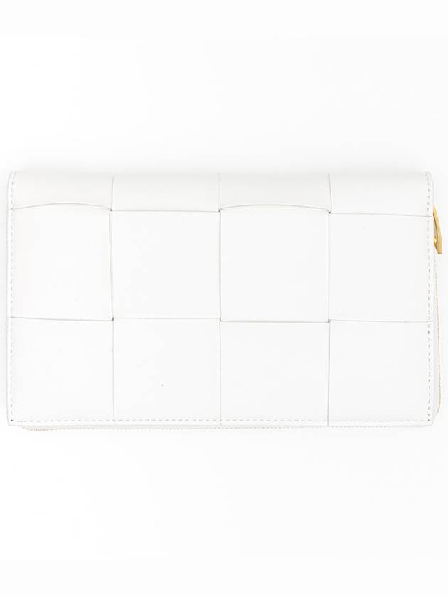 Bottega Veneta Intrecciato Zipper Around Long Wallet White