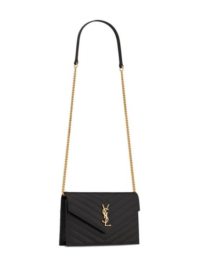 Saint Laurent Women's Logo Envelope Chain Long Wallet Black