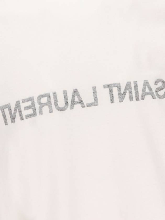 Saint Laurent Reverse Logo Print Cotton Short Sleeve T-Shirt White